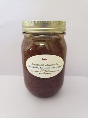 Blueberry Turmeric Elderberry infused Seamoss Gel 16 oz