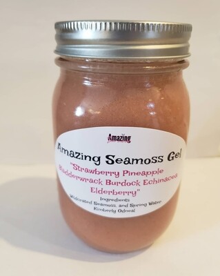 Strawberry Pineapple Bladderwrack Burdock Elderberry Echinacea infused Seamoss Gel 16 oz