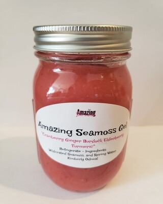 Cranberry Ginger Burdock Elderberry Turmeric infused Seamoss Gel 16 oz
