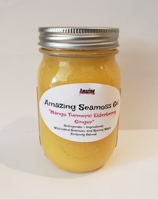 Mango Turmeric Ginger Elderberry infused Seamoss Gel 16 oz