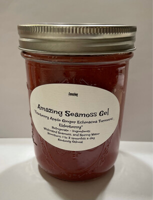 Cranberry Apple Echinacea Elderberry Ginger Turmeric Infused Seamoss Gel 16 oz