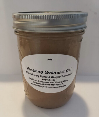 Strawberry Banana Ginger Turmeric Infused Seamoss Gel 16 oz