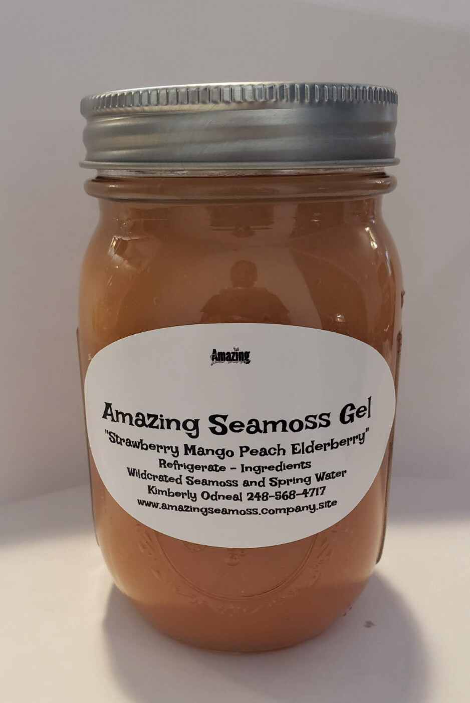 Strawberry Mango Peach Elderberry Infused Seamoss Gel 16 oz