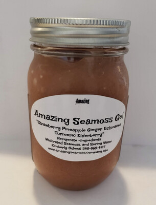 Strawberry Pineapple Elderberry Ginger Turmeric Echinacea  infused Seamoss Gel 16 oz