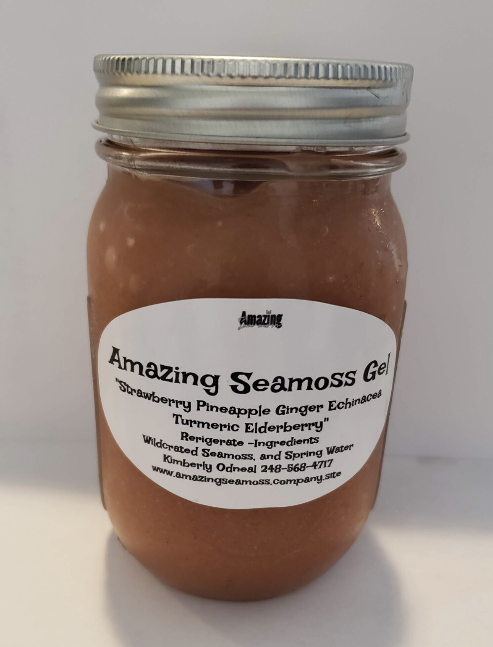 Strawberry Pineapple Elderberry Ginger Turmeric Echinacea  infused Seamoss Gel 16 oz