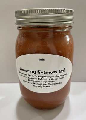 Strawberry Peach Pineapple Echinacea Turmeric Ginger Bladderwrack Elderberry Ginkgo Infused Seamoss Gel 16 oz