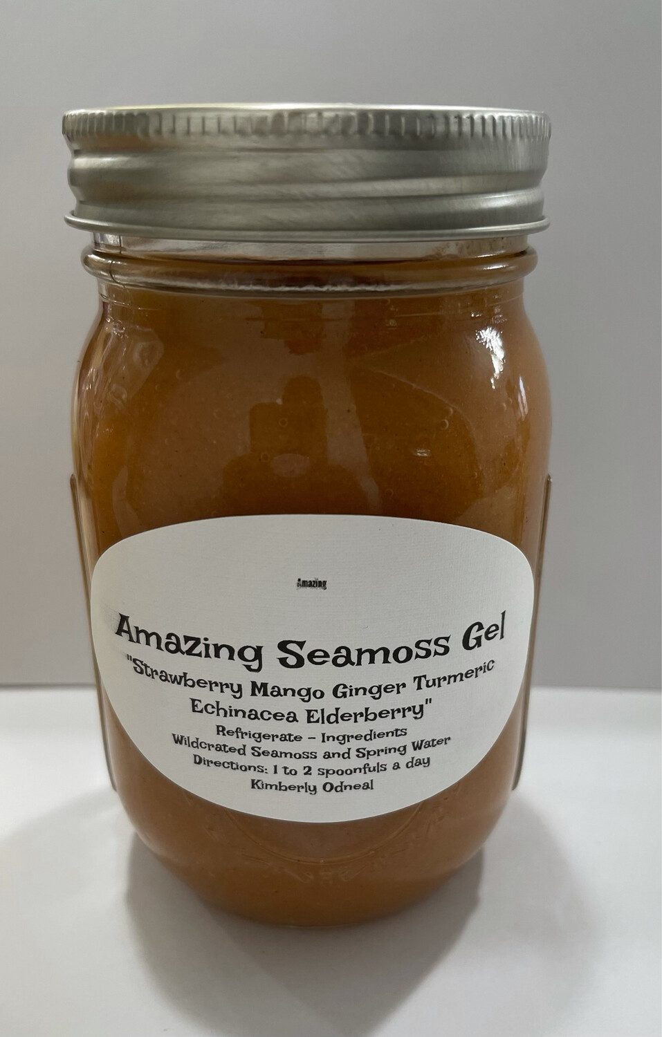 Strawberry Mango Elderberry Echinacea Ginger Turmeric infused Seamoss Gel 16 oz