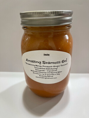 Strawberry Mango Pineapple Turmeric Ginger Echinacea Elderberry Infused Seamoss Gel 16 oz