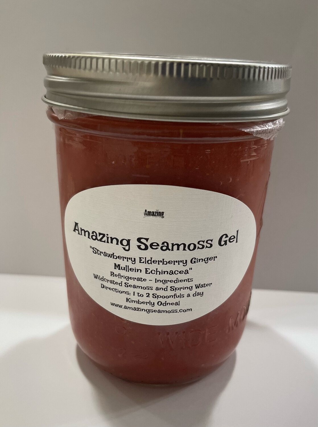 Strawberry Echinacea Ginger Elderberry Mullein Infused Seamoss Gel 16 oz