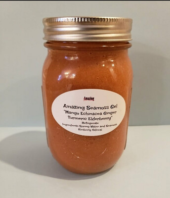 Mango Echinacea Turmeric Ginger Elderberry infused Seamoss Gel 16 oz