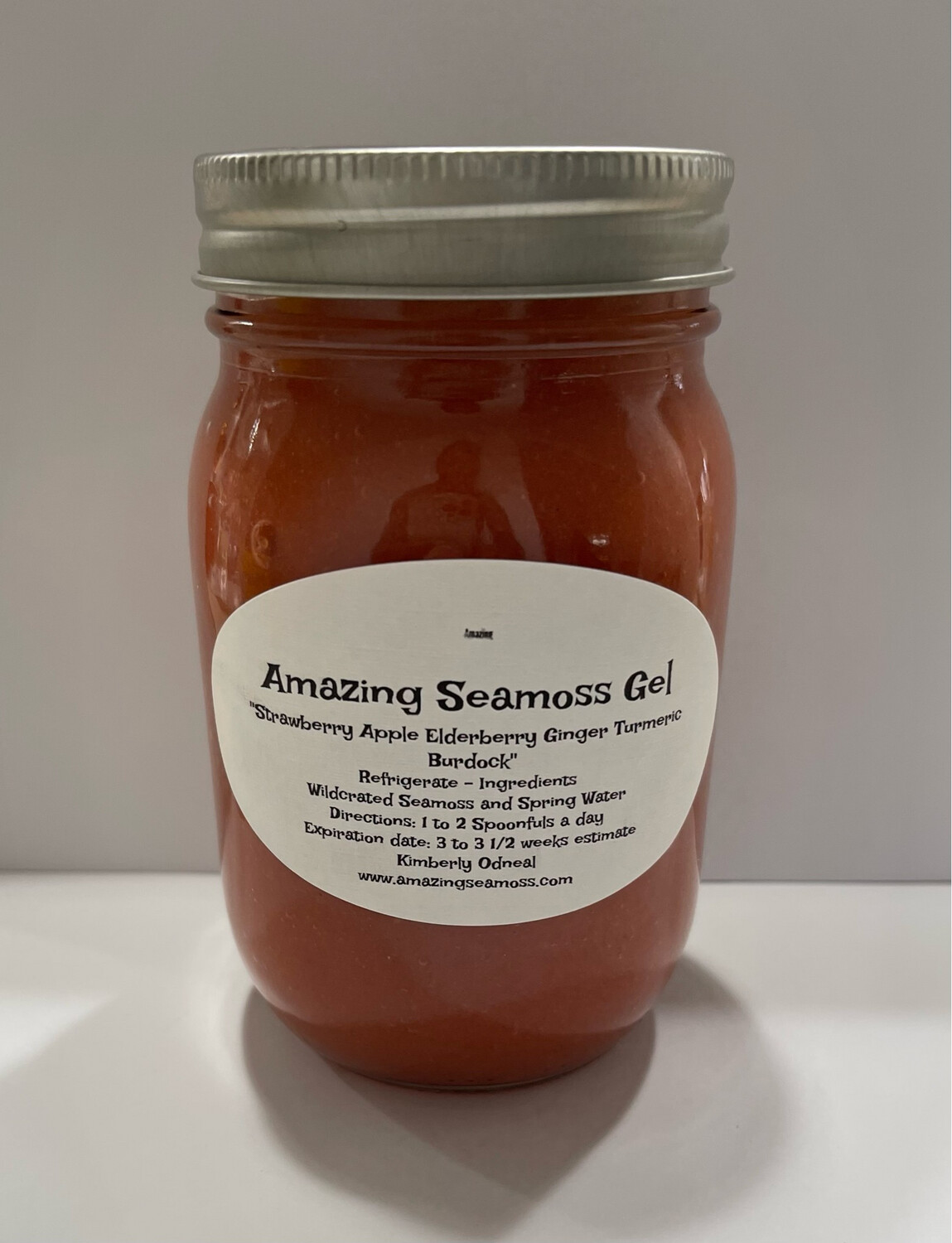 Strawberry Apple Elderberry Ginger Turmeric Burdock Infused Seamoss Gel 16 oz