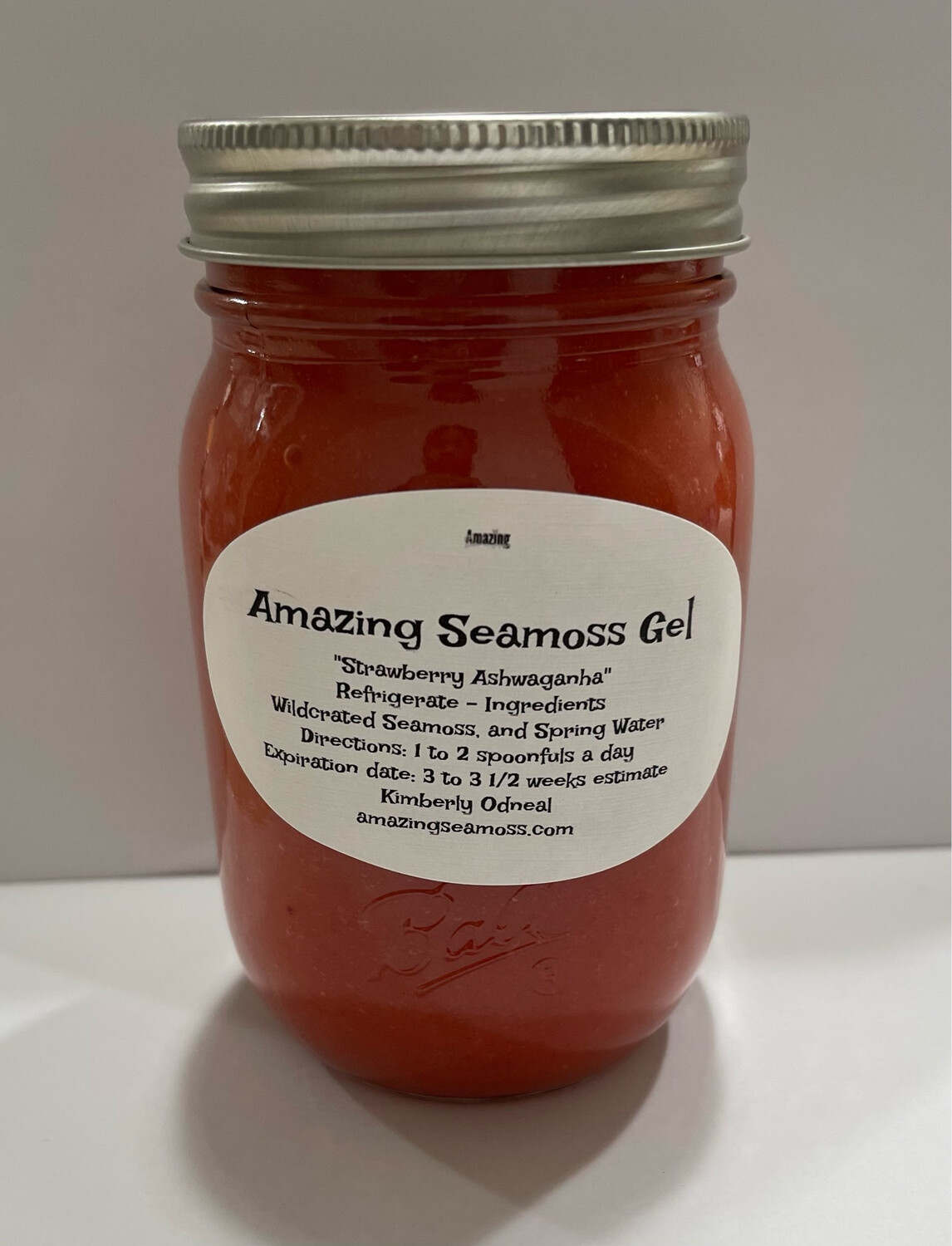 Strawberry Ashwagandha Infused Seamoss Gel 16 oz