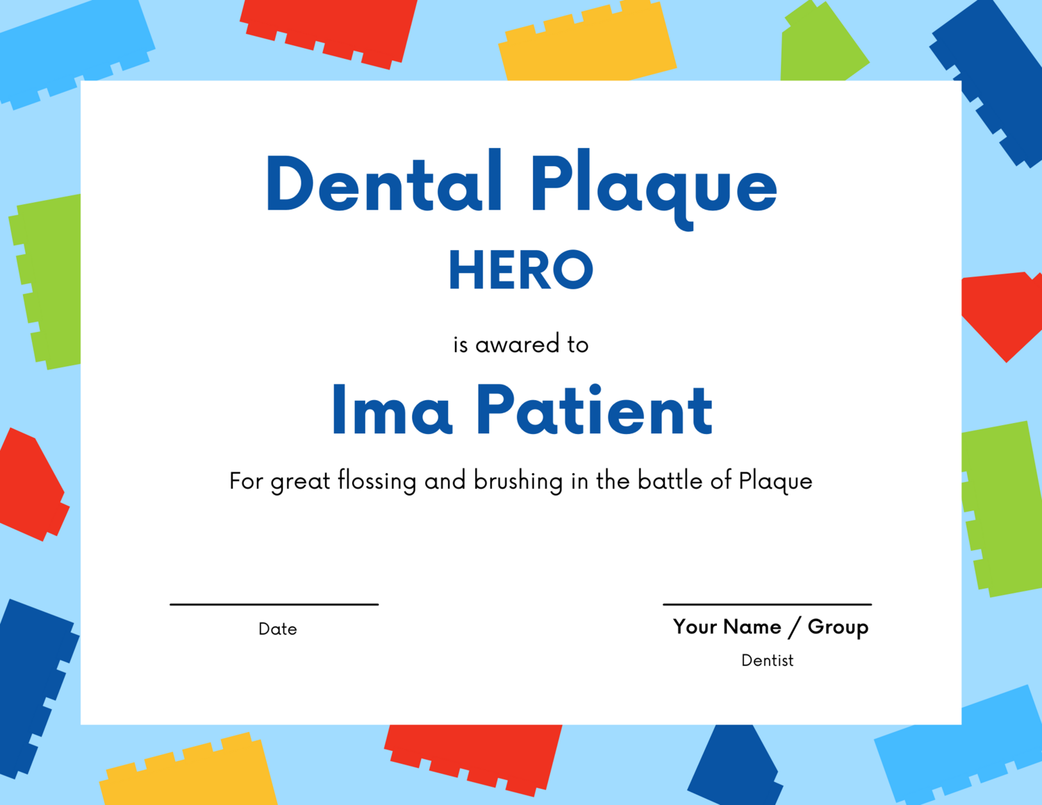 Dental Plaque Certificate Award