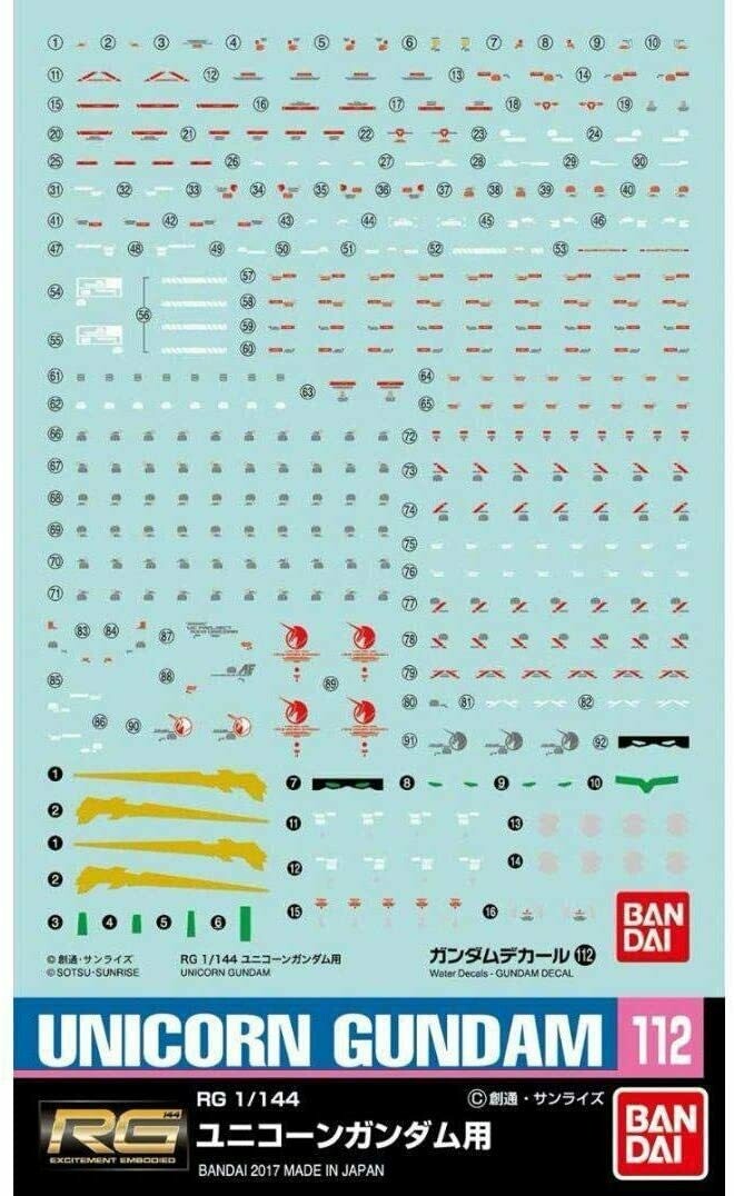 Gundam Decal 112 - RG 1/144 Unicorn Gundam