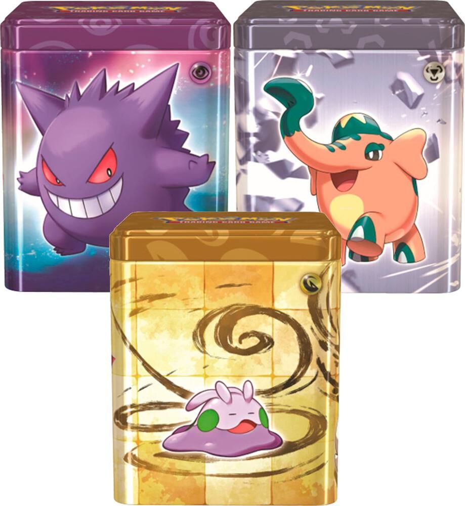 Pokemon TCG 2024 Q1 Stacking Tin 3 Booster Packs and Stickers One