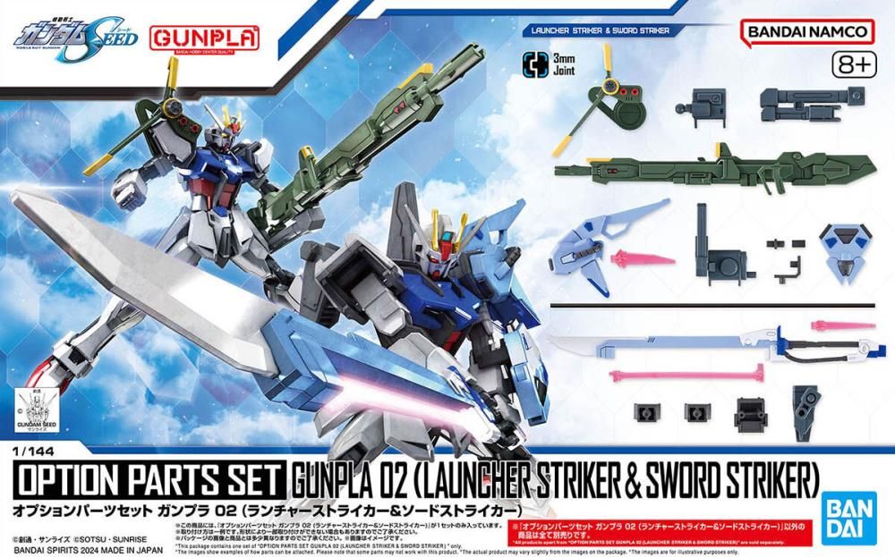 Mobile Suit Gundam SEED GUNPLA 02 Launcher Striker &amp; Sword Striker 1/144 Scale Optional Parts Set
