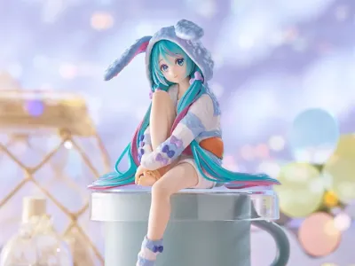 Vocaloid Hatsune Miku Rabbit Ear Hood Pajama Blue Color Ver. Noodle Stopper Figure