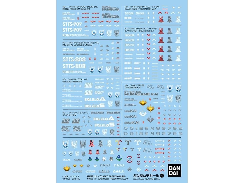 Gundam Decal No.141 Mobile Suit Gundam SEED Freedom 1/144 Scale General Purpose 1 Decal Sheets Gundam Decal No.141 Mobile Suit Gundam SEED Freedom 1/144 Scale General Purpose 1 Decal Sheets