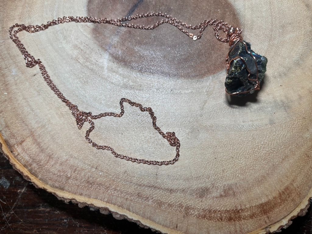 Wrapped Peacock Ore Necklace