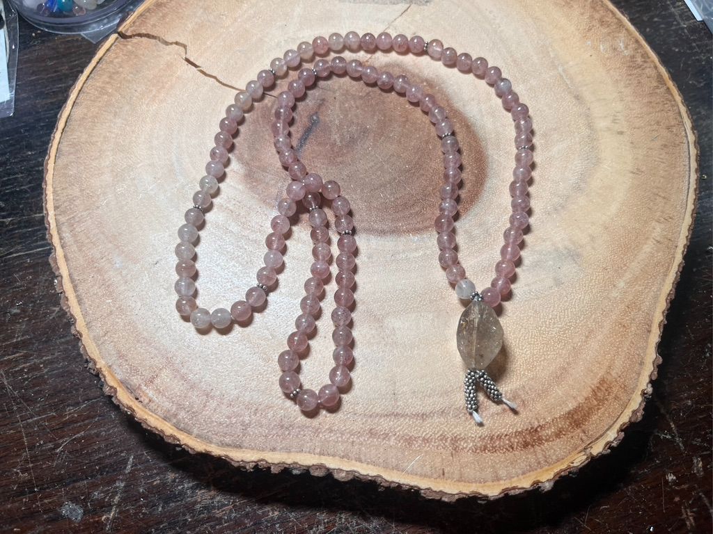 Rose Quartz, Citrine, and Hematite Mala