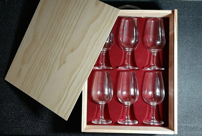 Coffret bois + 6 verres INAO