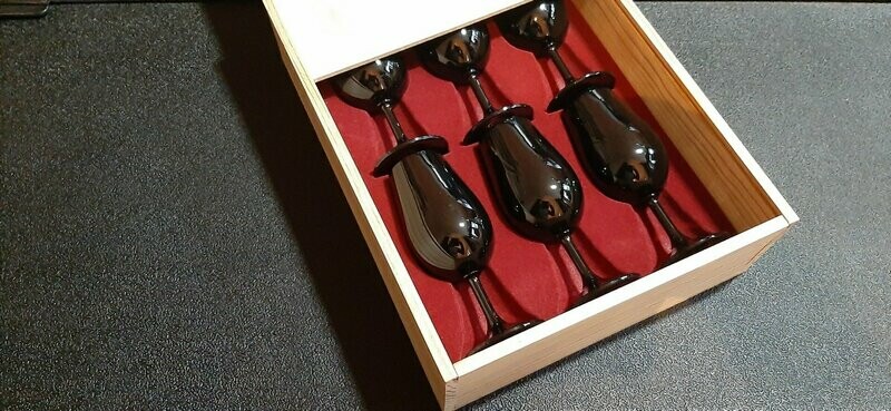 Coffret bois + 6 verres INAO NOIR