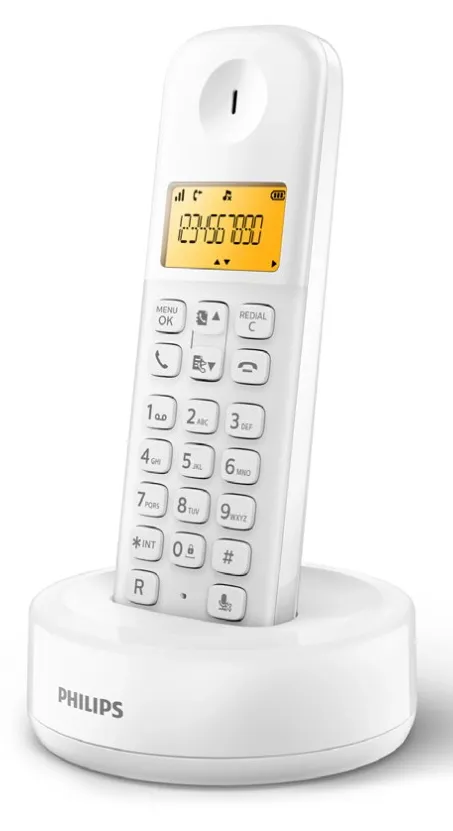 PHILIPS ασύρματο τηλέφωνο D1601W-34, με ελληνικό μενού, λευκό