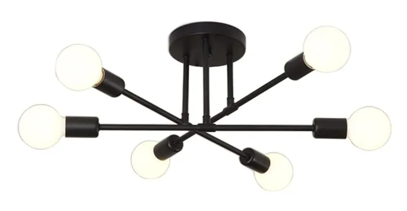 POWERTECH φωτιστικό οροφής HLL-0151, 6x E27, μεταλλικό, μαύρο