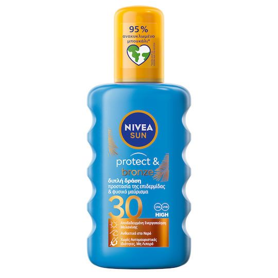 Nivea Protect & Bronze Αδιάβροχη Αντηλιακή Λοσιόν για το Σώμα SPF30 σε Spray 200ml