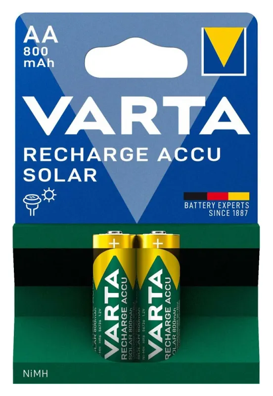VARTA επαναφορτιζόμενες μπαταρίες λιθίου Solar, AA, 800mAh, 1.2V, 2τμχ