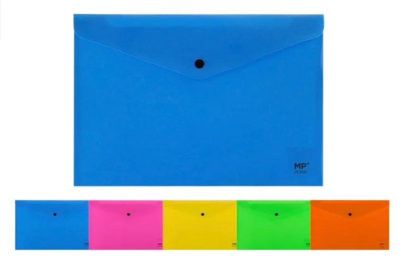 MP πλαστικός φάκελος Α4 με κούμπωμα PC005, 33x23cm, διάφορα χρώματα