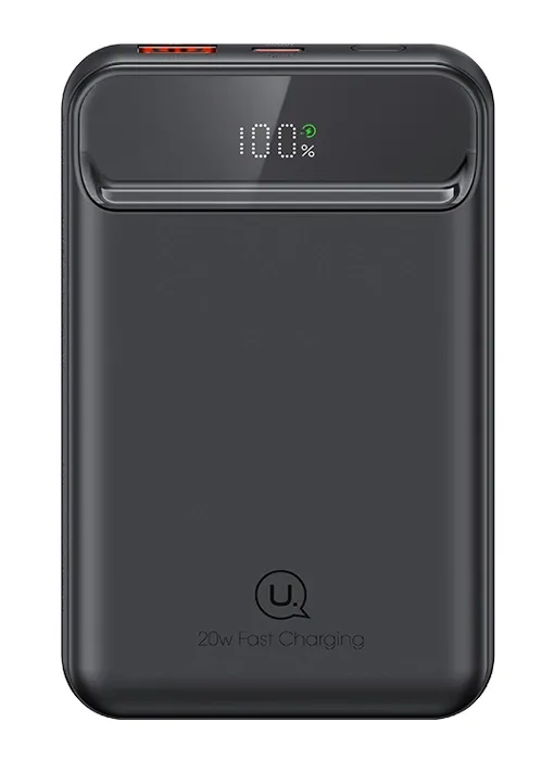 USAMS power bank US-CD214, 2x έξοδοι, wireless, 10000mAh, 20W, μαύρο