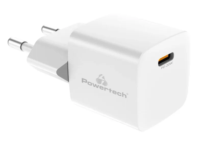 POWERTECH φορτιστής τοίχου PT-1223, USB-C, 20W, λευκός
