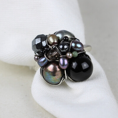 Kulturperler, onyx, hæmatit, røgkvarts