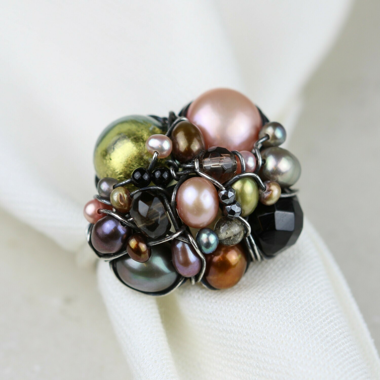 Kulturperler, onyx, røgkvats, hæmatit, muranoglas