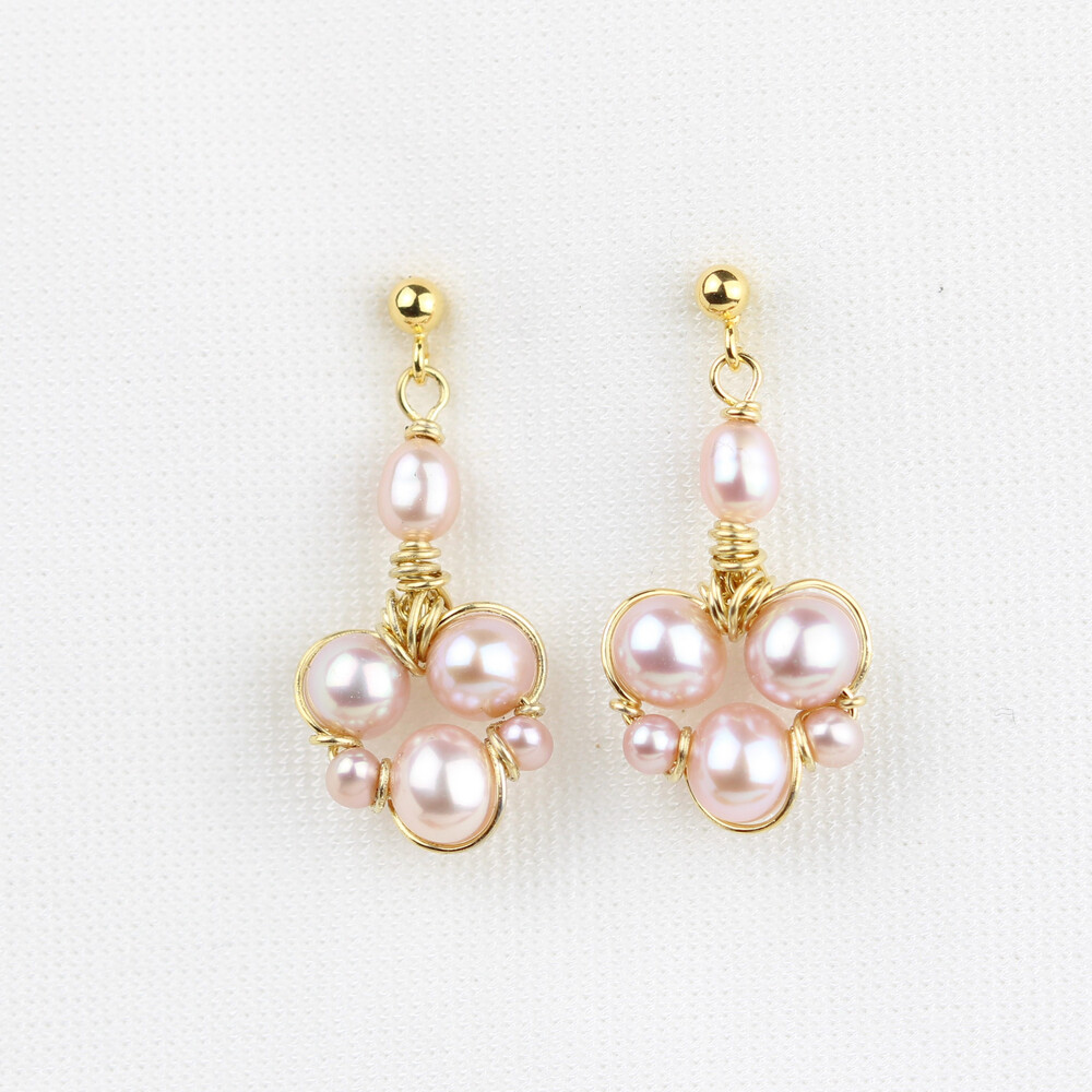 Forgyldt sølv med rosa kulturperler