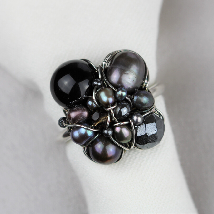 Kulturperler, onyx, hæmatit, røgkvarts