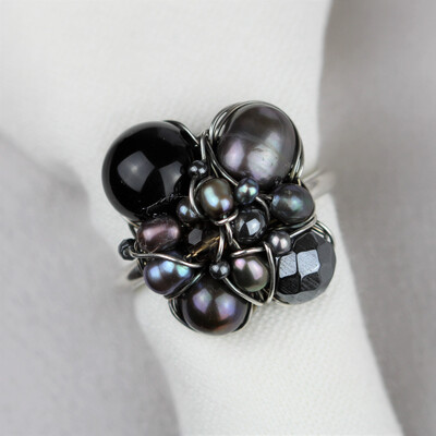 Kulturperler, onyx, hæmatit, røgkvarts