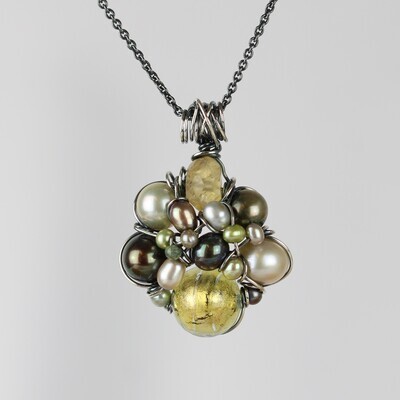 Grønne kulturperler, Muranoglaskugle citrin og lille jaspis