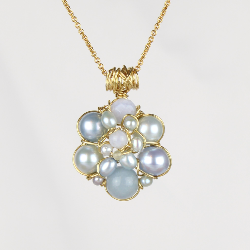 Blå kulturperler, blå agat, blonde agat