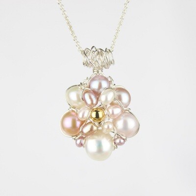 Kulturperler, 14 karat guldkugle og sterlingsølv.