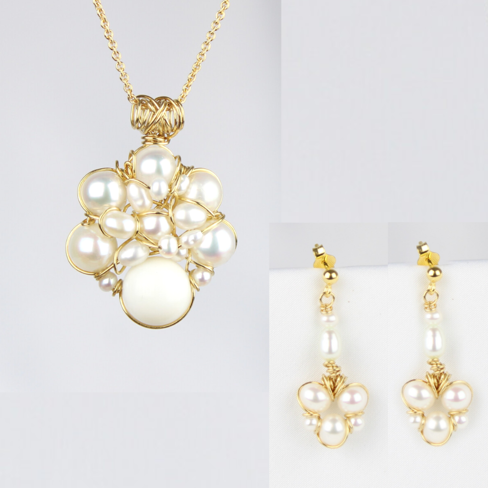 Halskæde og ørehængere, forgyldt