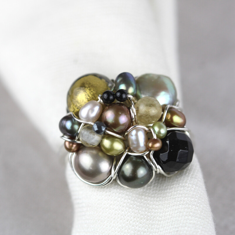 Kulturperler, onyx, citrin, muranoglas