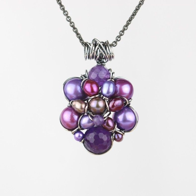 Lilla kulturperler med en ametyst og sterlingsølv.