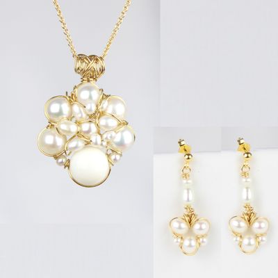 Halskæde og ørehængere, forgyldt