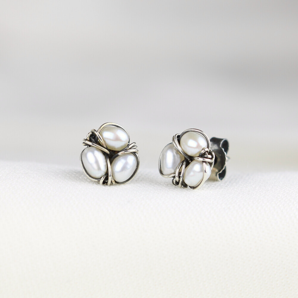 Hvide kulturperler - Øreclips