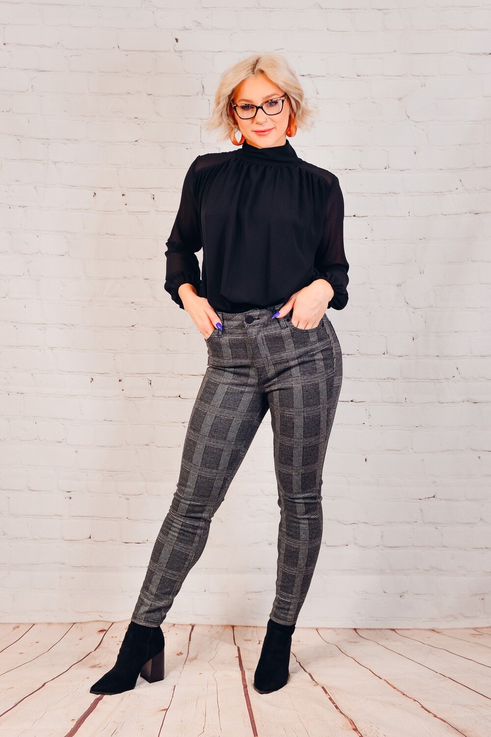 VERONICA M BLACK CHIFFON LONG SLEEVE