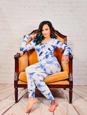 PJ SALVAGE BLUE TYE DYE LONG SLEEVE TOP