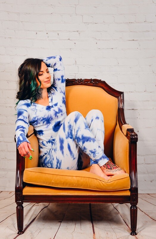 PJ SALVAGE BLUE TYE DYE LONG SLEEVE TOP