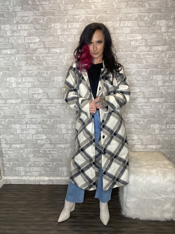 ELAN LONG PLAID JACKET